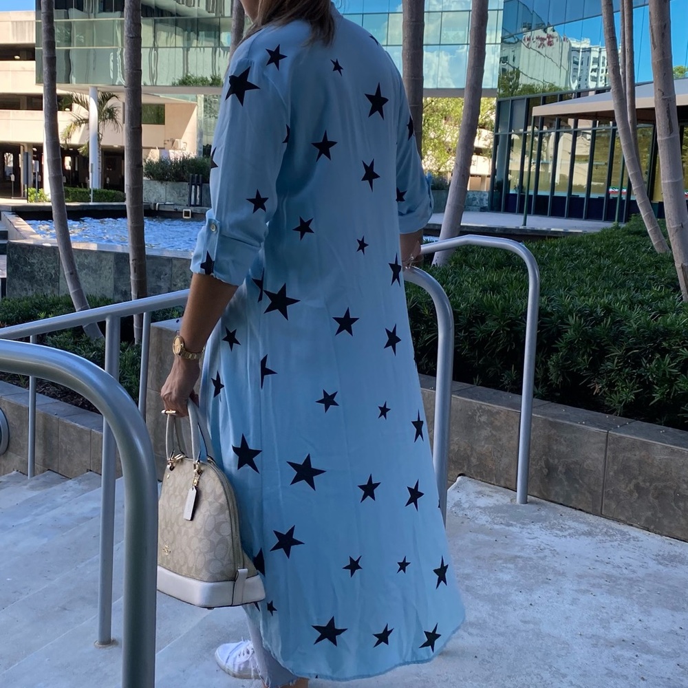 ⭐ Star Print Long Shirt / Lightweight Duster – Sizes S & L - Picture 3 of 10